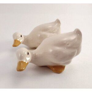 Ceramic White Goose Figurine Set of 2 Vintage Decor Spring Geese Handpainted
